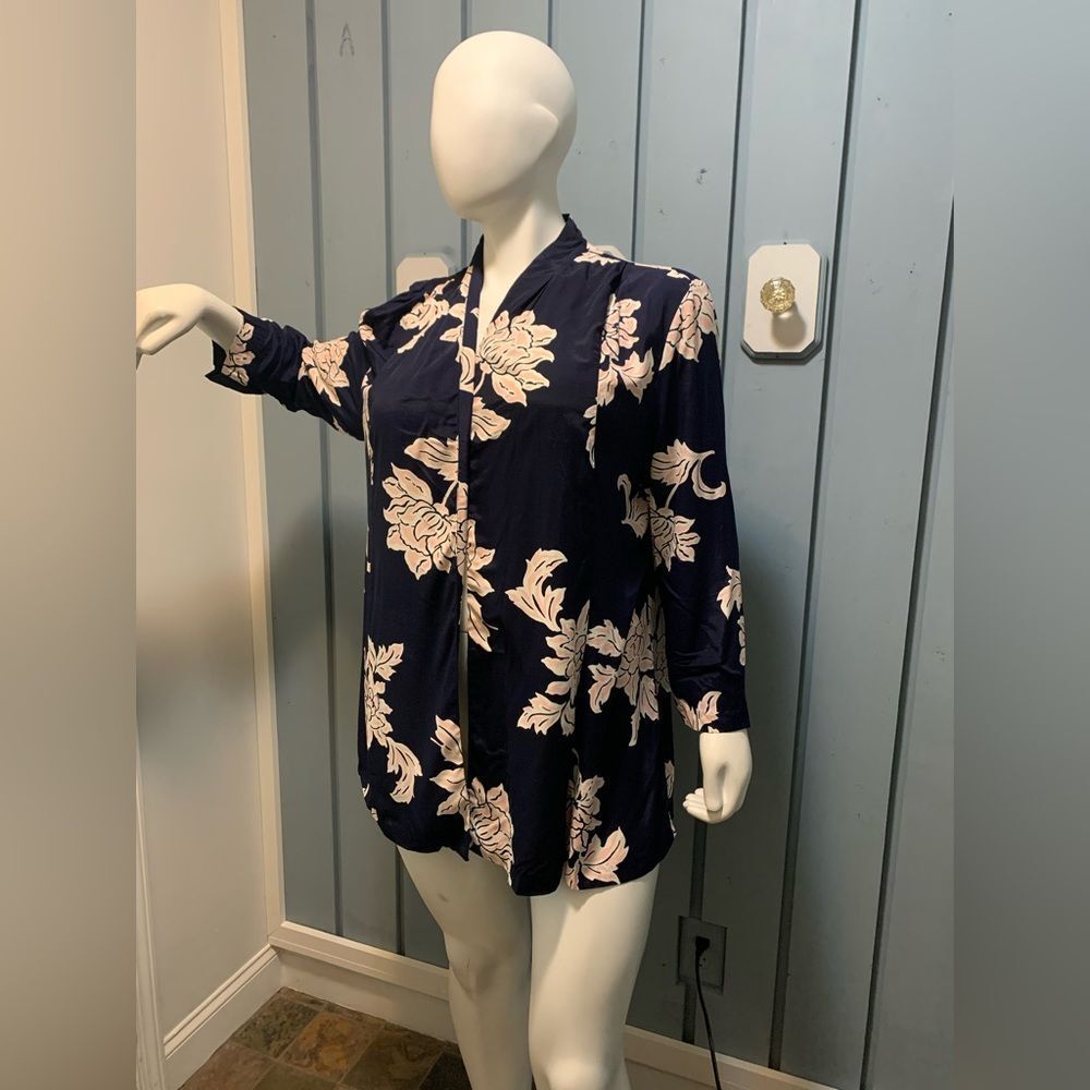 Vintage Synari Floral Print Coverup Cardigan Jacket 18 Made in USA